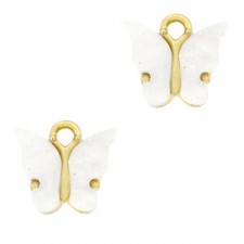 Butterfly Charm 13x14mm White-gold